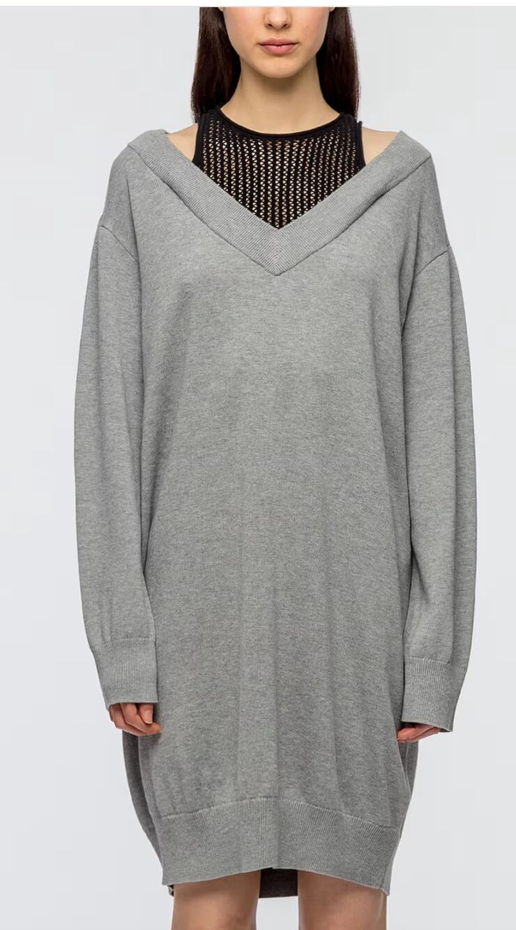T BY ALEXANDER WANG Inner Tank Combo Sweater Dress in Grey Size XL